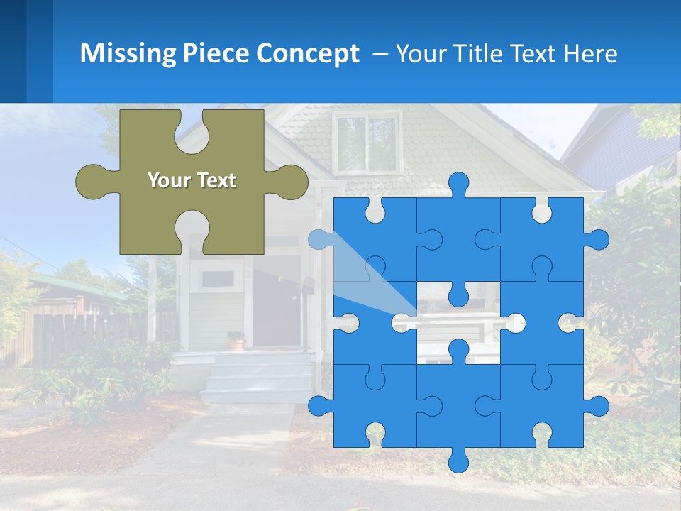 A House With A Blue Sign In Front Of It PowerPoint Template