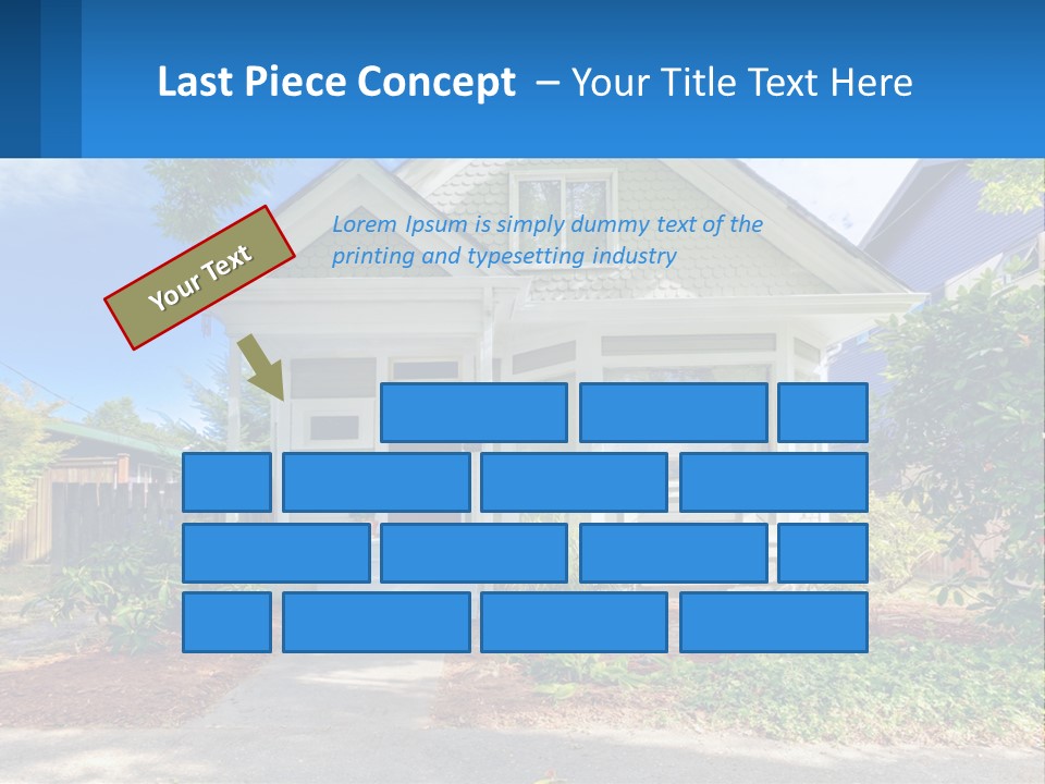 A House With A Blue Sign In Front Of It PowerPoint Template