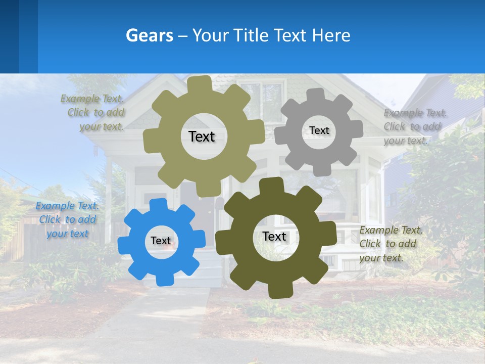 A House With A Blue Sign In Front Of It PowerPoint Template
