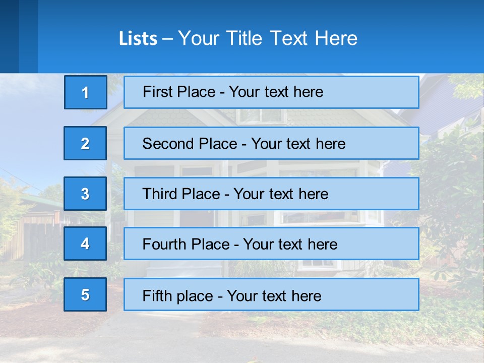 A House With A Blue Sign In Front Of It PowerPoint Template