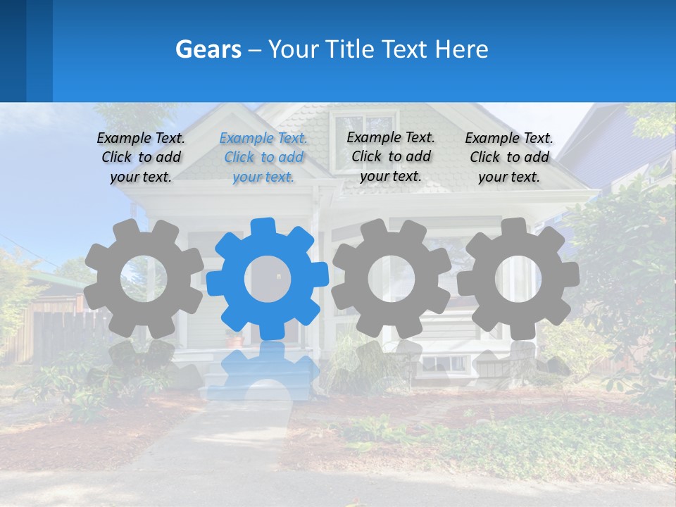 A House With A Blue Sign In Front Of It PowerPoint Template