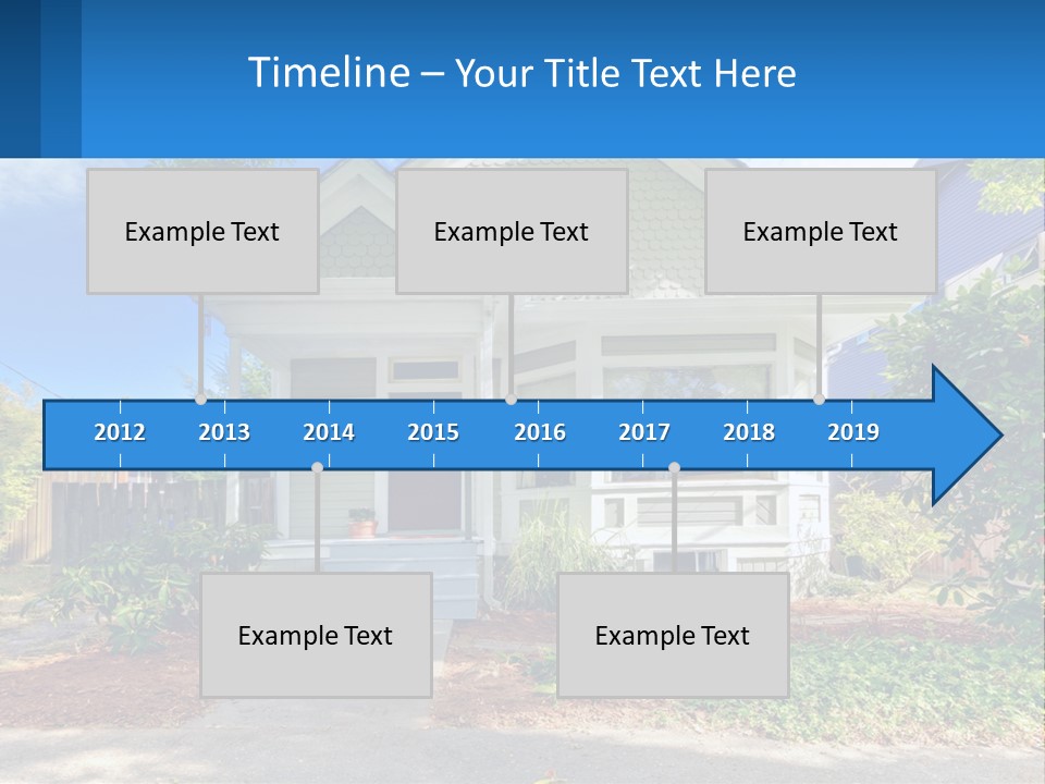 A House With A Blue Sign In Front Of It PowerPoint Template