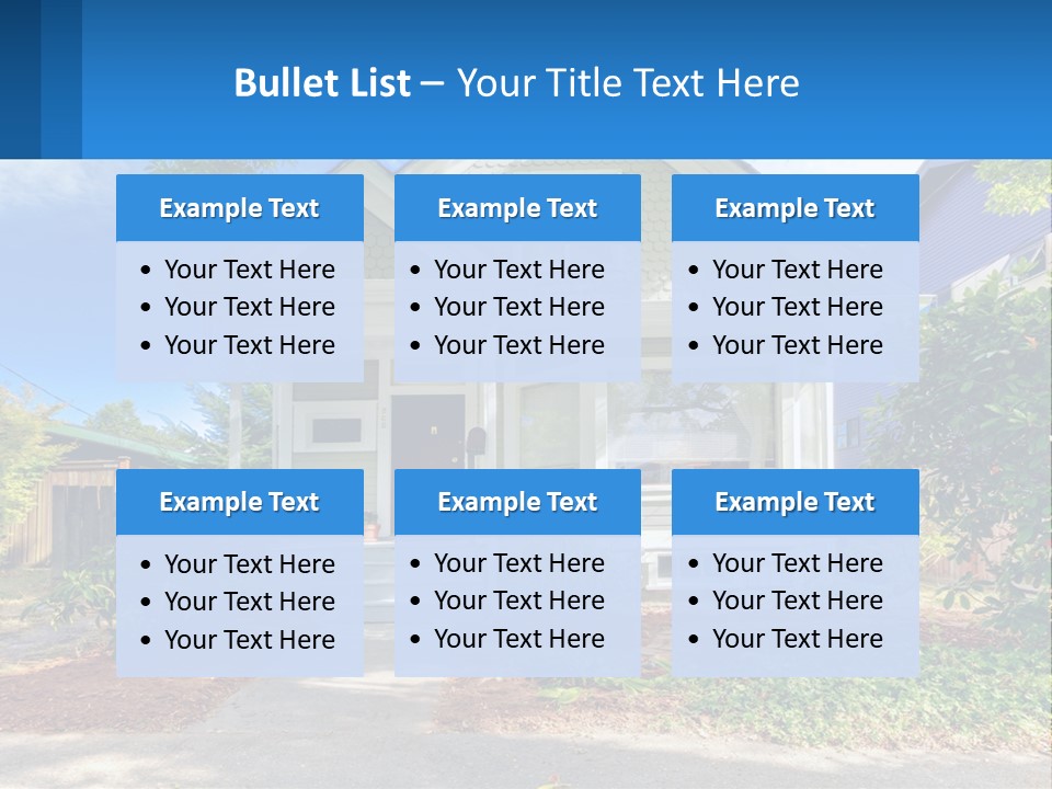 A House With A Blue Sign In Front Of It PowerPoint Template