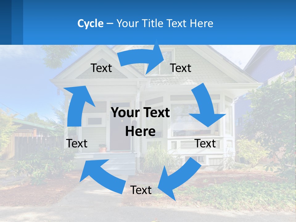 A House With A Blue Sign In Front Of It PowerPoint Template