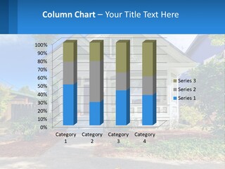 A House With A Blue Sign In Front Of It PowerPoint Template