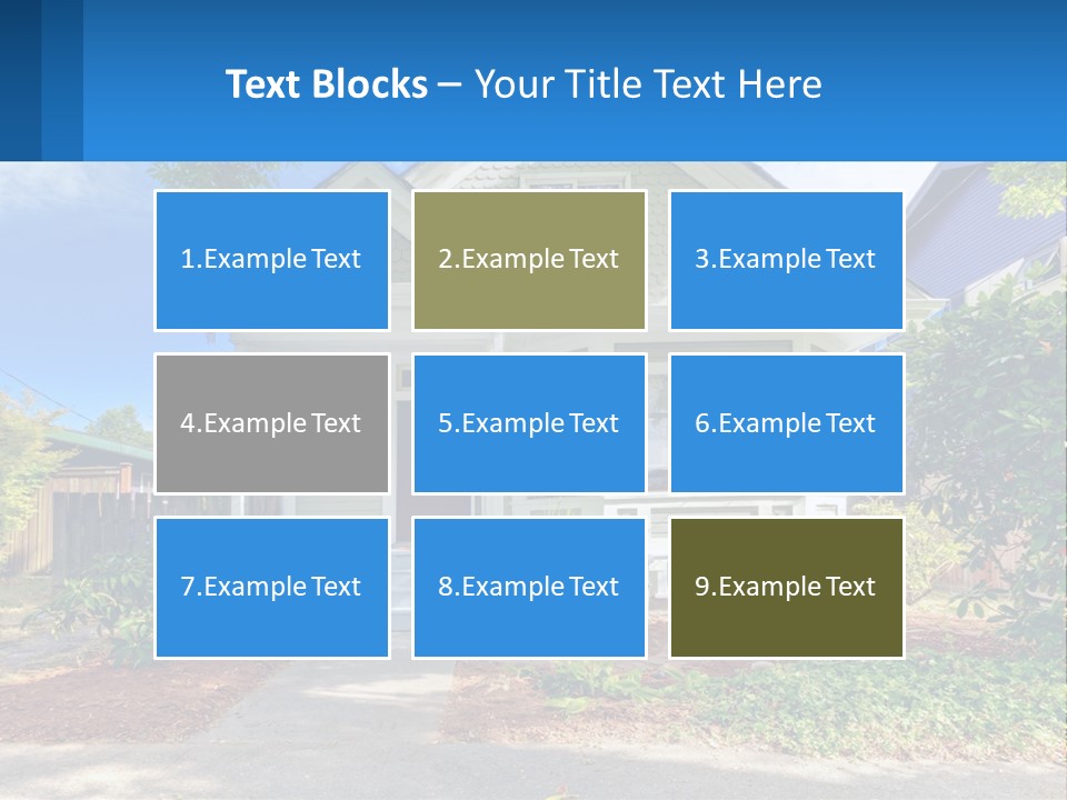 A House With A Blue Sign In Front Of It PowerPoint Template