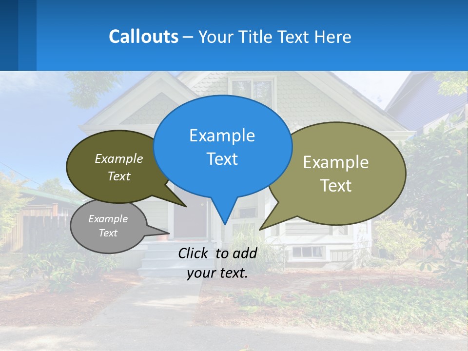 A House With A Blue Sign In Front Of It PowerPoint Template