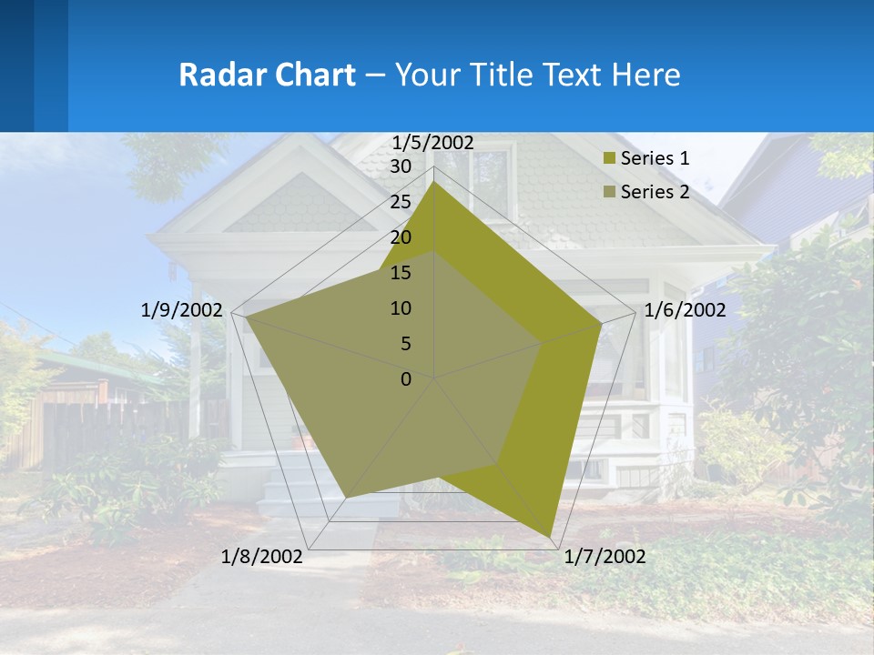A House With A Blue Sign In Front Of It PowerPoint Template
