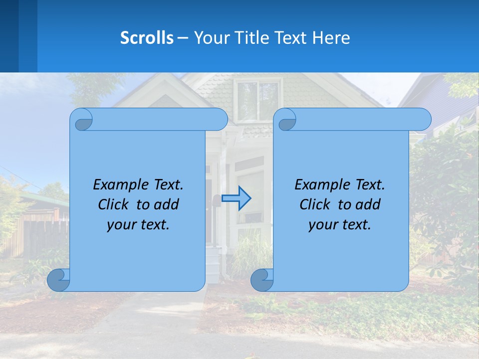 A House With A Blue Sign In Front Of It PowerPoint Template