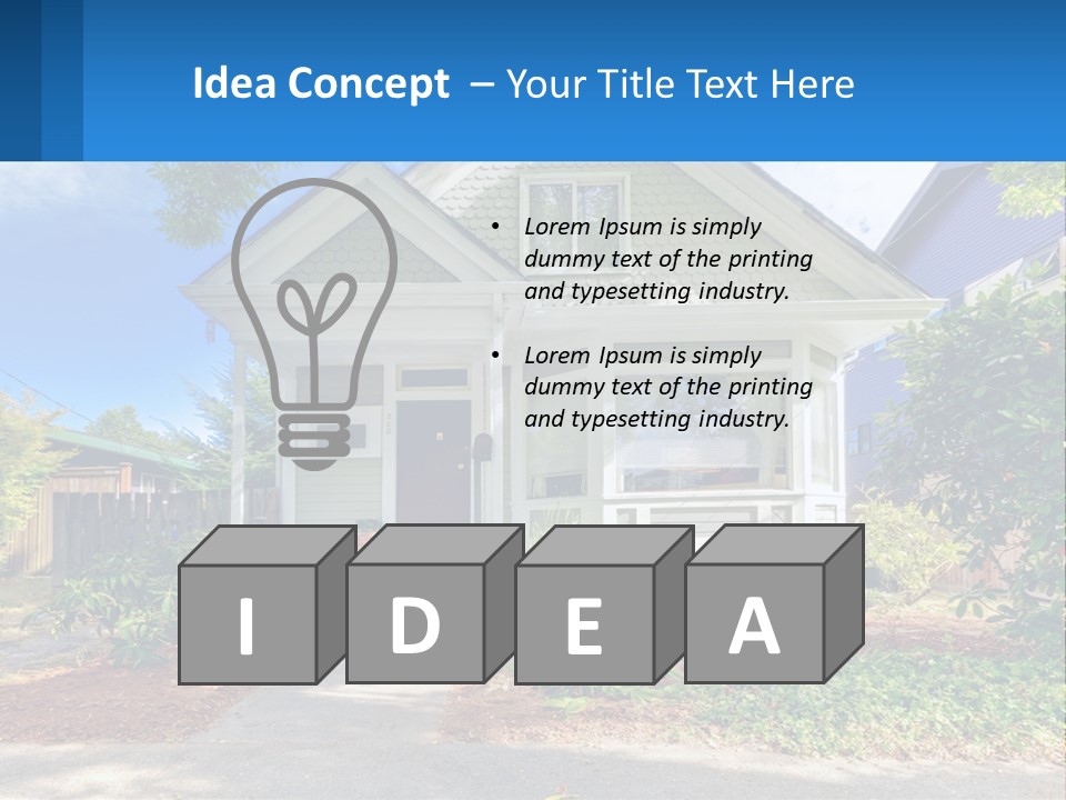 A House With A Blue Sign In Front Of It PowerPoint Template