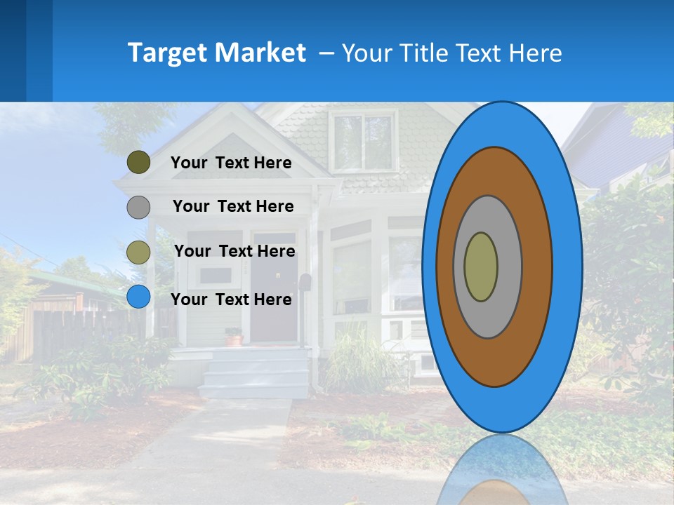 A House With A Blue Sign In Front Of It PowerPoint Template