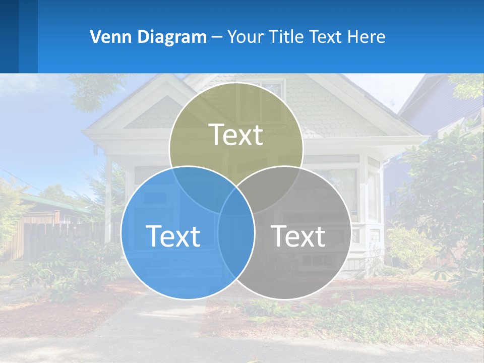 A House With A Blue Sign In Front Of It PowerPoint Template