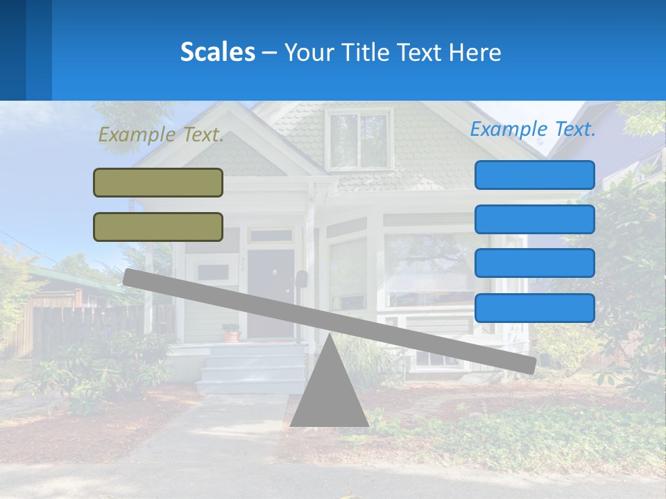 A House With A Blue Sign In Front Of It PowerPoint Template