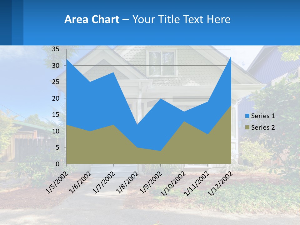 A House With A Blue Sign In Front Of It PowerPoint Template