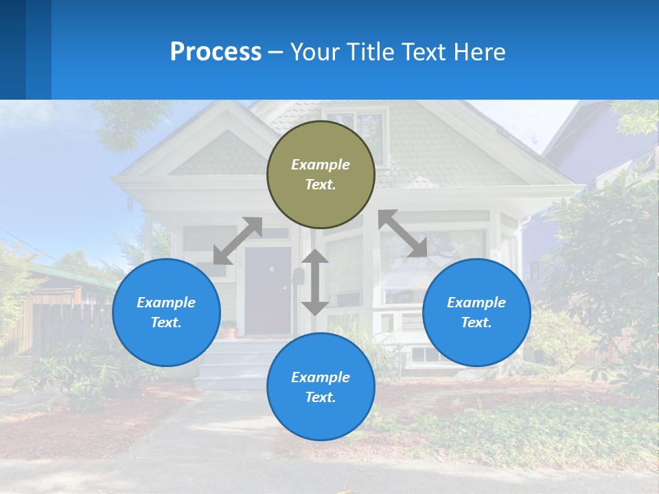 A House With A Blue Sign In Front Of It PowerPoint Template