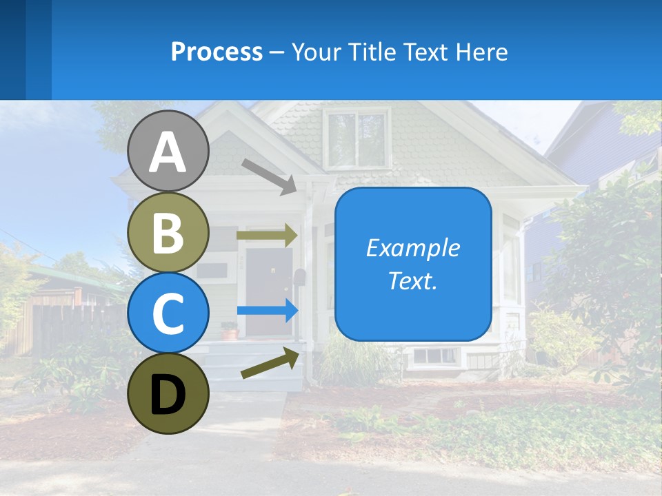 A House With A Blue Sign In Front Of It PowerPoint Template