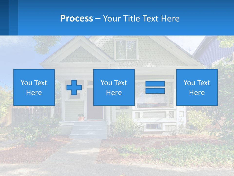 A House With A Blue Sign In Front Of It PowerPoint Template