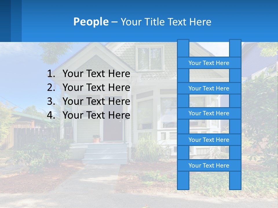 A House With A Blue Sign In Front Of It PowerPoint Template