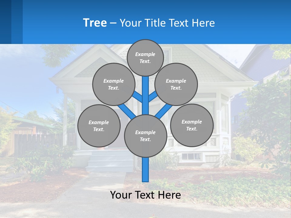 A House With A Blue Sign In Front Of It PowerPoint Template