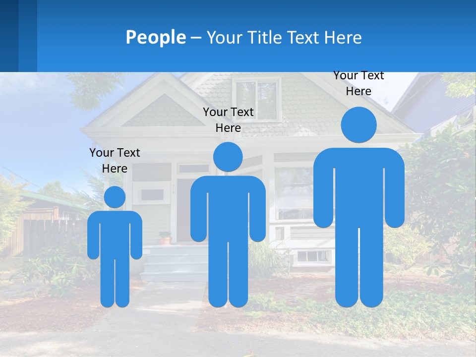 A House With A Blue Sign In Front Of It PowerPoint Template
