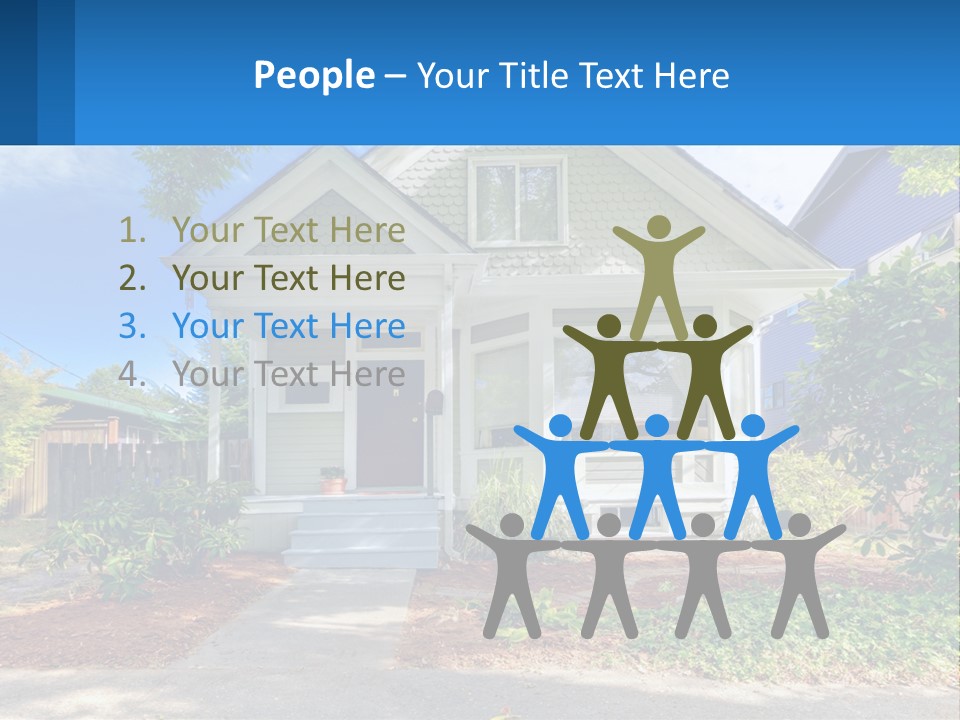 A House With A Blue Sign In Front Of It PowerPoint Template