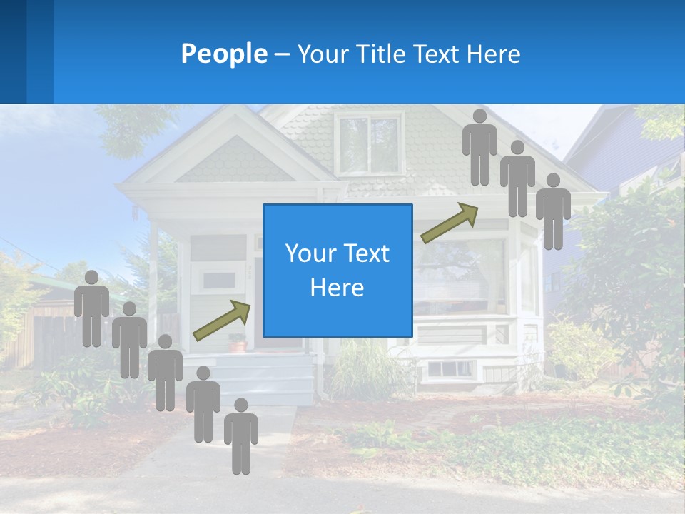A House With A Blue Sign In Front Of It PowerPoint Template