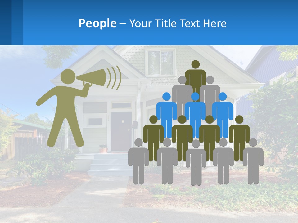 A House With A Blue Sign In Front Of It PowerPoint Template