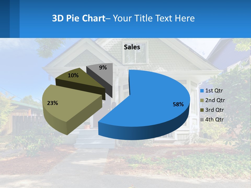 A House With A Blue Sign In Front Of It PowerPoint Template
