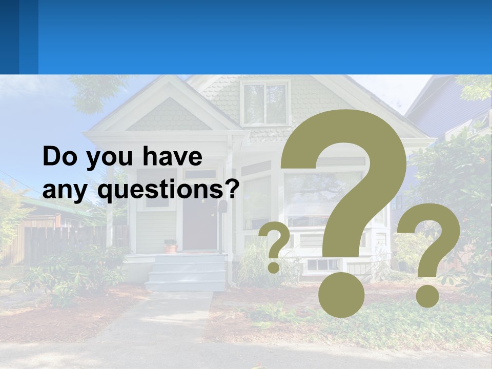 A House With A Blue Sign In Front Of It PowerPoint Template