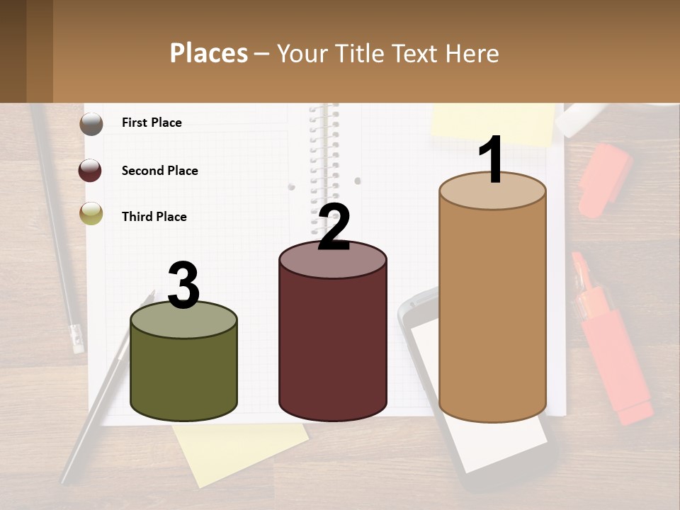 A Notepad, Pen, Cell Phone And A Cup Of Coffee On A Wooden PowerPoint Template