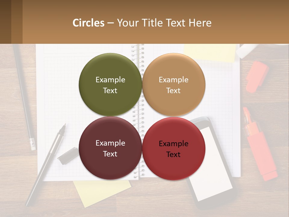 A Notepad, Pen, Cell Phone And A Cup Of Coffee On A Wooden PowerPoint Template