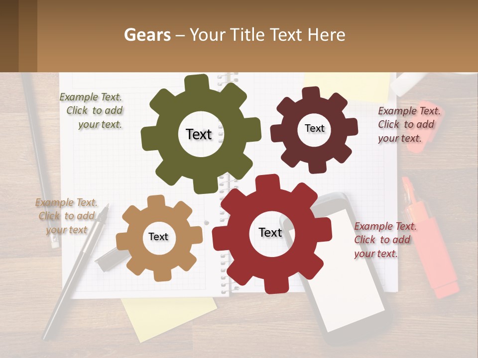 A Notepad, Pen, Cell Phone And A Cup Of Coffee On A Wooden PowerPoint Template