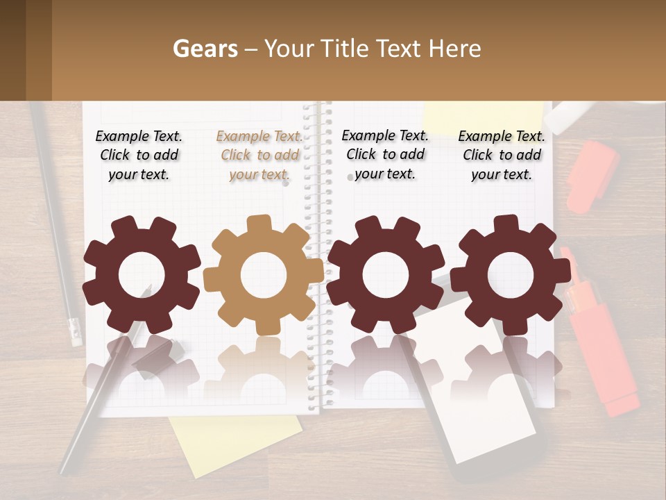 A Notepad, Pen, Cell Phone And A Cup Of Coffee On A Wooden PowerPoint Template