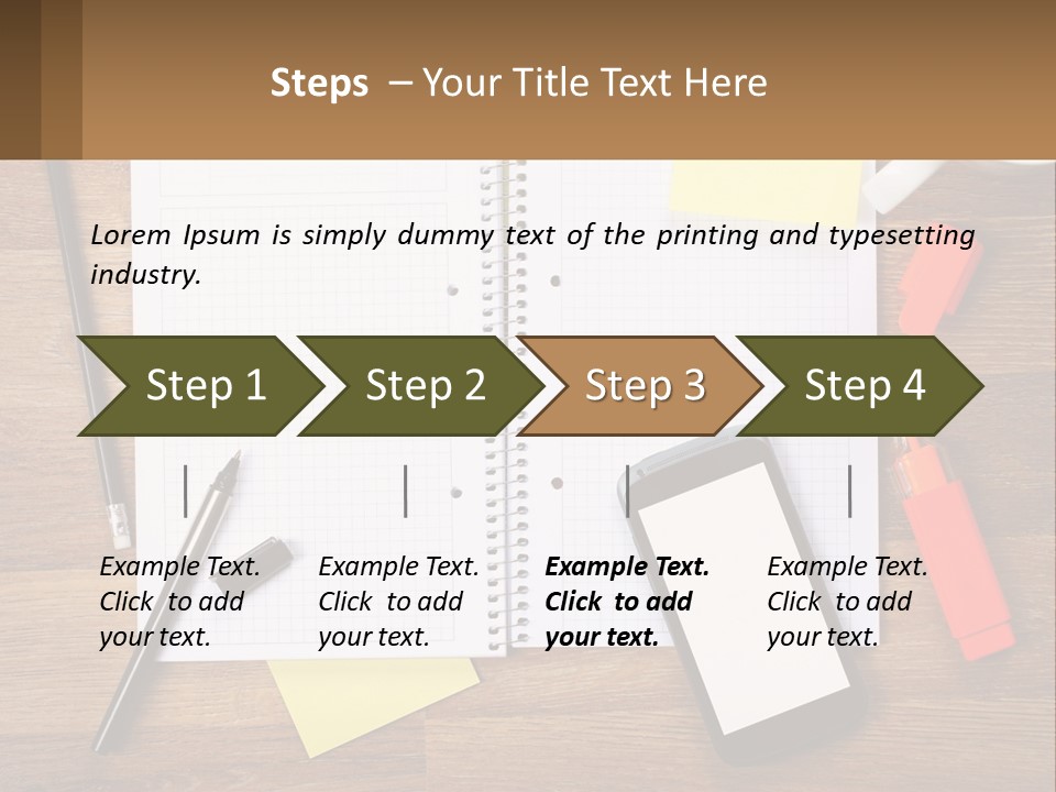 A Notepad, Pen, Cell Phone And A Cup Of Coffee On A Wooden PowerPoint Template