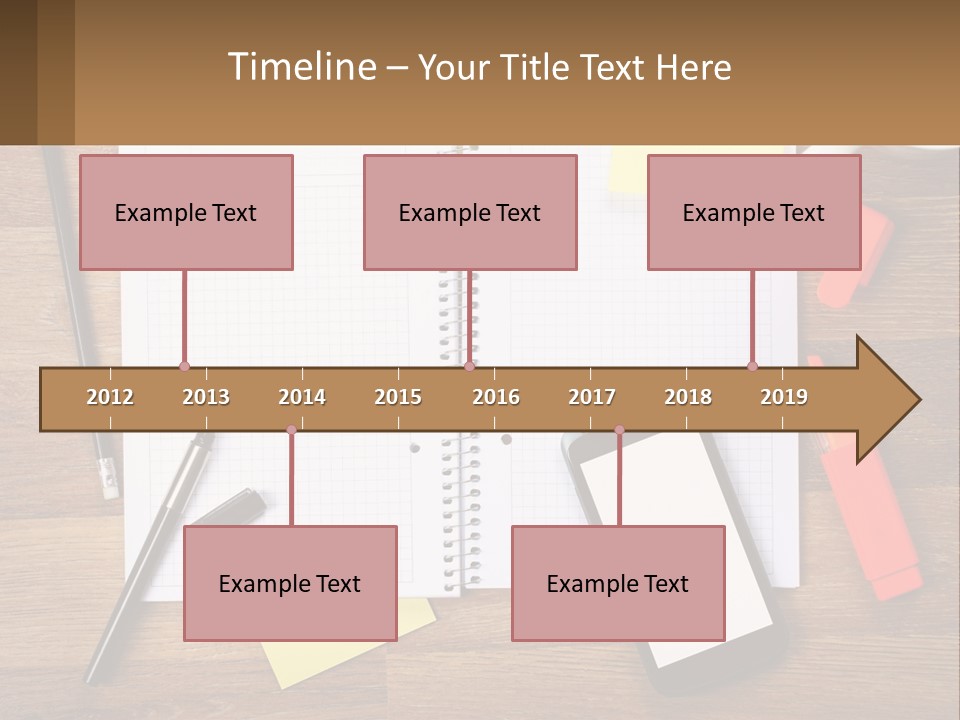 A Notepad, Pen, Cell Phone And A Cup Of Coffee On A Wooden PowerPoint Template
