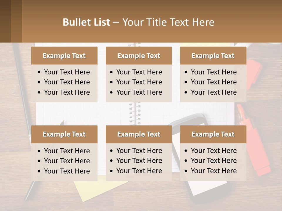 A Notepad, Pen, Cell Phone And A Cup Of Coffee On A Wooden PowerPoint Template