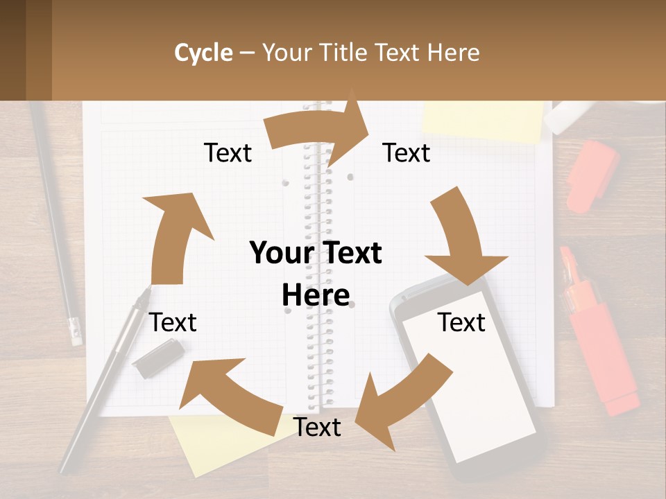 A Notepad, Pen, Cell Phone And A Cup Of Coffee On A Wooden PowerPoint Template