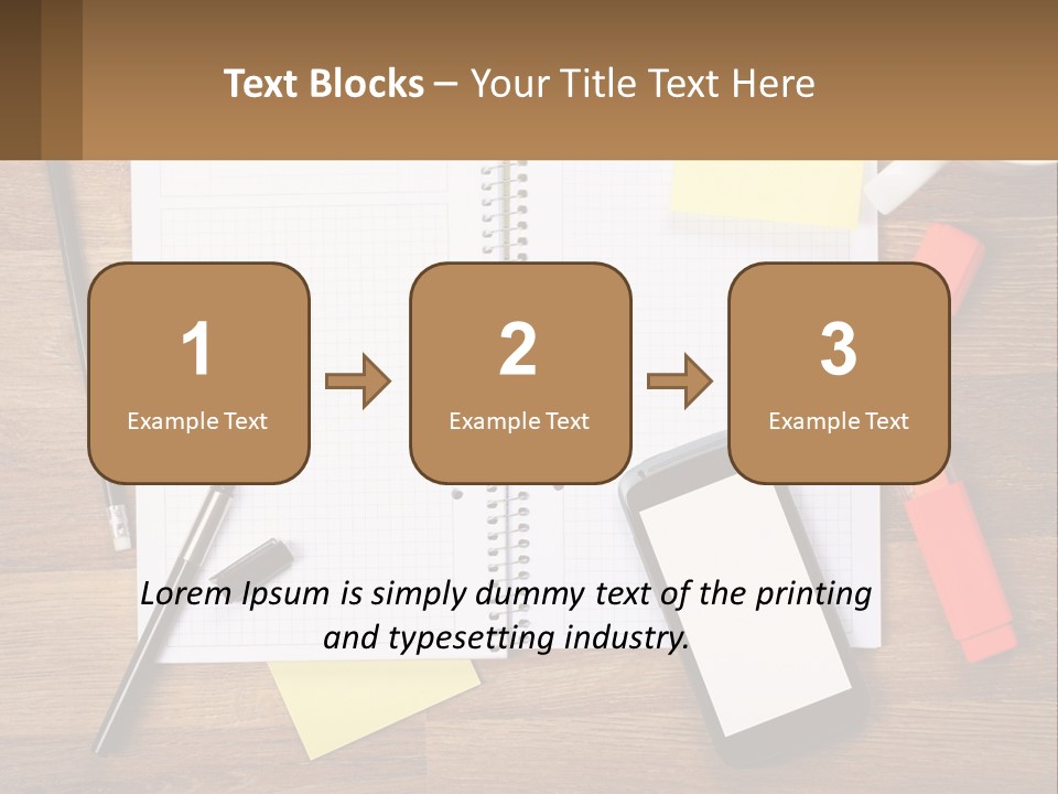 A Notepad, Pen, Cell Phone And A Cup Of Coffee On A Wooden PowerPoint Template