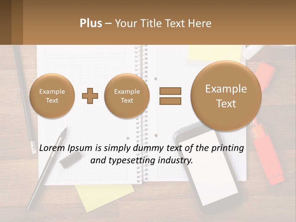 A Notepad, Pen, Cell Phone And A Cup Of Coffee On A Wooden PowerPoint Template