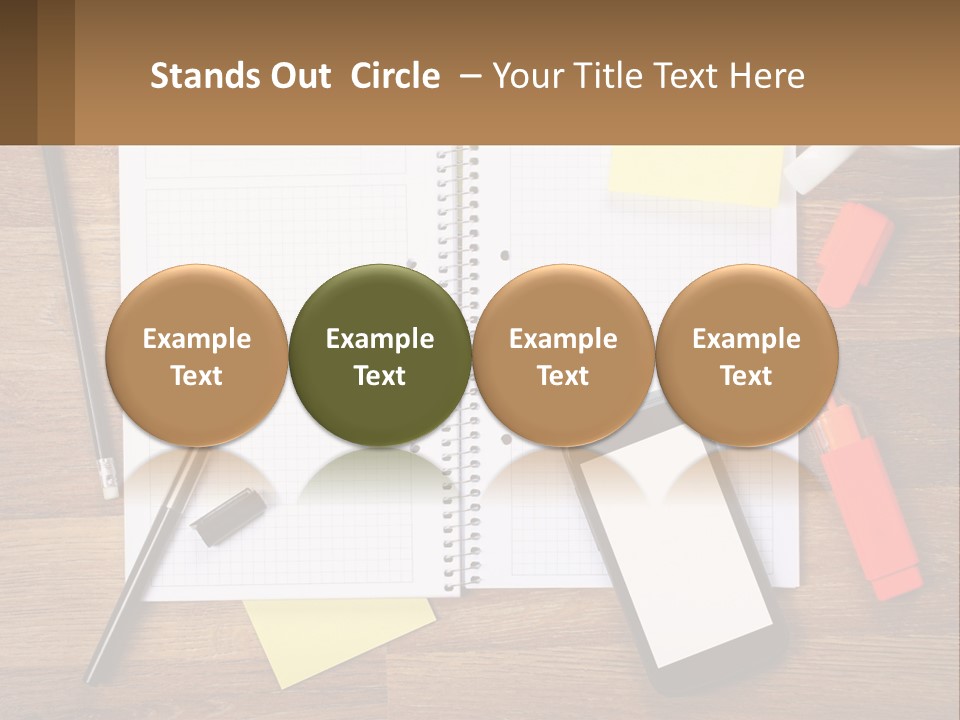 A Notepad, Pen, Cell Phone And A Cup Of Coffee On A Wooden PowerPoint Template