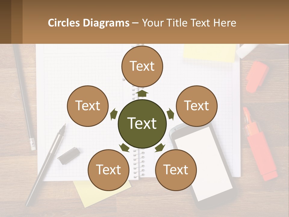 A Notepad, Pen, Cell Phone And A Cup Of Coffee On A Wooden PowerPoint Template
