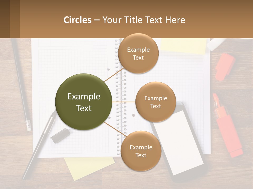 A Notepad, Pen, Cell Phone And A Cup Of Coffee On A Wooden PowerPoint Template
