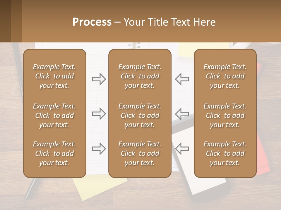 A Notepad, Pen, Cell Phone And A Cup Of Coffee On A Wooden PowerPoint Template