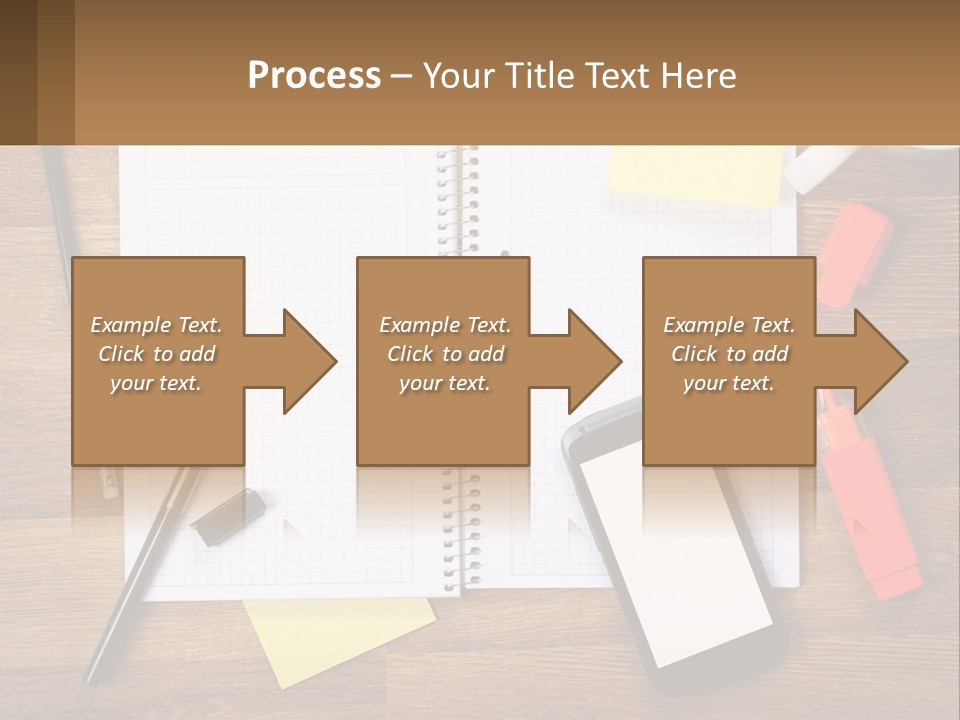 A Notepad, Pen, Cell Phone And A Cup Of Coffee On A Wooden PowerPoint Template