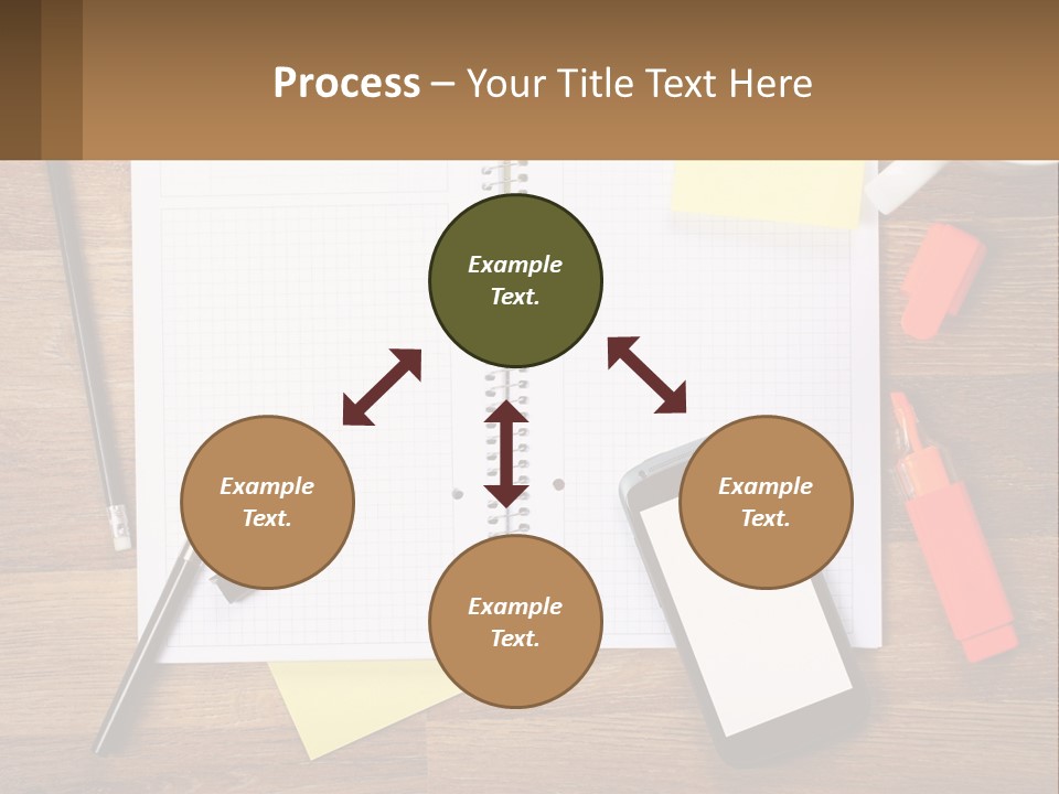 A Notepad, Pen, Cell Phone And A Cup Of Coffee On A Wooden PowerPoint Template