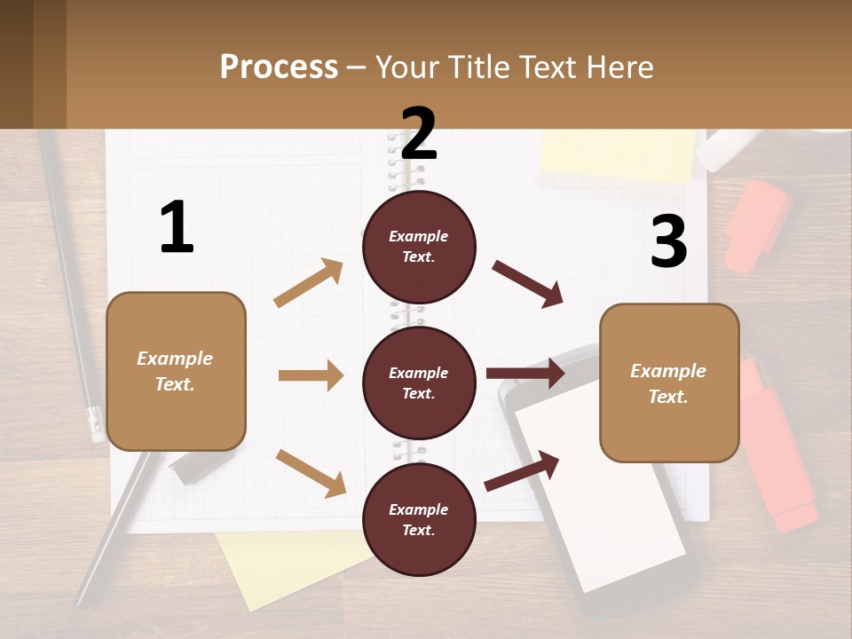 A Notepad, Pen, Cell Phone And A Cup Of Coffee On A Wooden PowerPoint Template