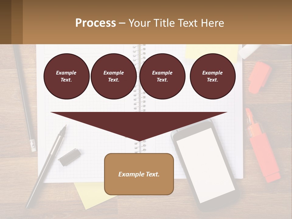 A Notepad, Pen, Cell Phone And A Cup Of Coffee On A Wooden PowerPoint Template