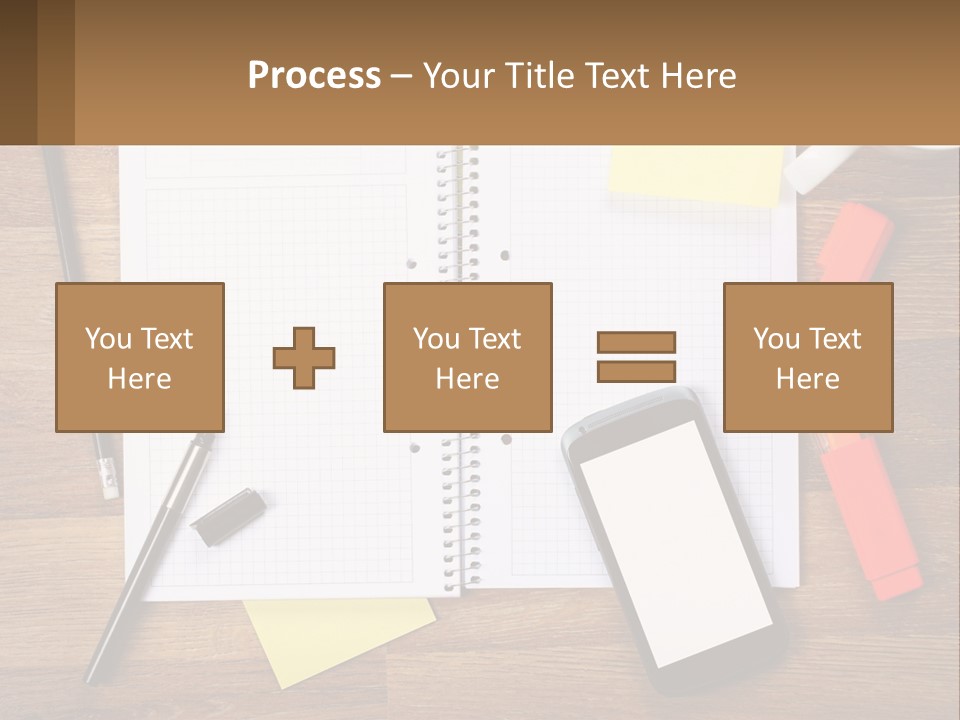 A Notepad, Pen, Cell Phone And A Cup Of Coffee On A Wooden PowerPoint Template
