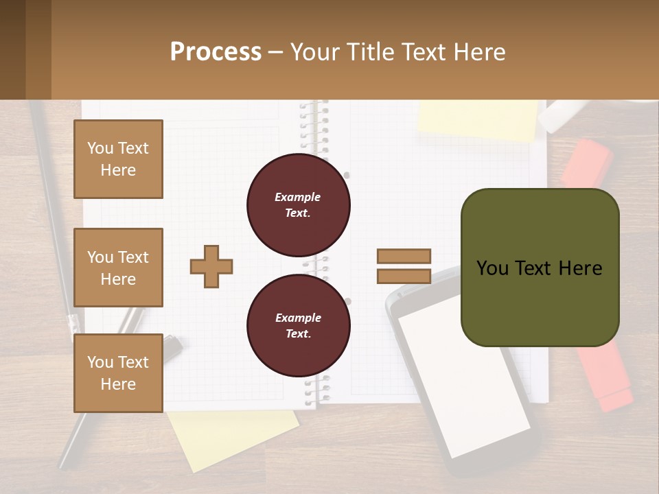 A Notepad, Pen, Cell Phone And A Cup Of Coffee On A Wooden PowerPoint Template