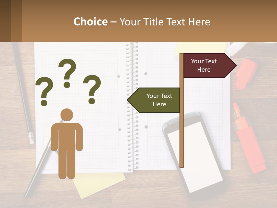 A Notepad, Pen, Cell Phone And A Cup Of Coffee On A Wooden PowerPoint Template